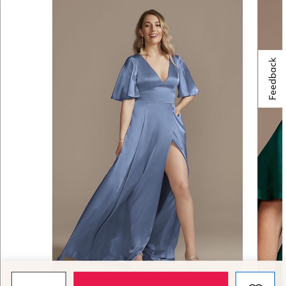 charmeuse flutter-sleeve a-line bridesmaid dress